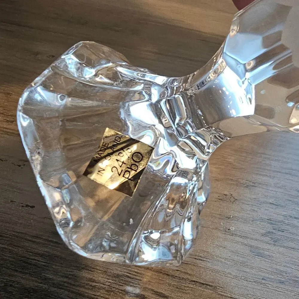 Vintage Polish Lead Crystal Tulip Candlestick Holder Taper 24% PbO Poland MCM